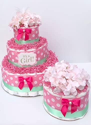 Mini torta od pelena za djevojčicu-središnji dio-točkice / klasični stil - Dječji tuš-poklon