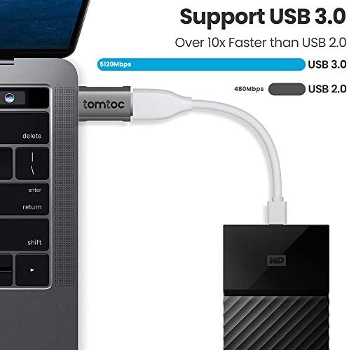 adapter tomtoc USB C na USB adapter, adapter za Thunderbolt 3 / Type-C za USB 3.0 za MacBook, iPad Air 4 10.9, iPad Pro Surface Pro