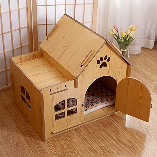 McNuss drvene mačke kuće, pseće kuće za male pse sa bočnim prozorom, drvena kućna kuća s krovom uzdignutim pod za unutarnju upotrebu,