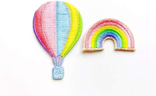 Th set od 2 sićušna mini pastelni balon duga slatka crtića šivanje željezo na vezenim appique značke značke zakrpa za patch odjeća