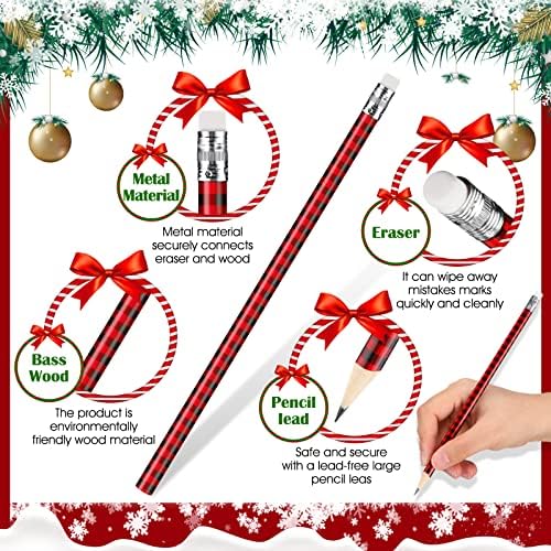 50 komada božićne olovke s gumicama Buffalo Play Wood Zimske olovke Mirisne olovke za odmor s olovkama za gumice skupno za školsko
