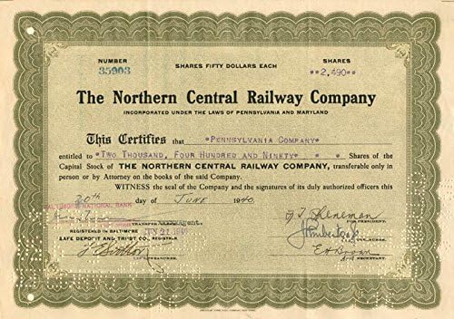 Sjeverna središnja željeznička tvrtka-potvrda o skladištu