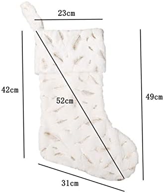 Deflab čarape Bijeli pamuk božićne čarape slatkišne čarape poklon torbe s visećim prstenima božićno drvce ukrasi od mantela, dječji