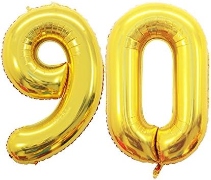 Balon od 42 inča sa zlatnim brojem 90, divovski baloni od helijeve folije za ukrašavanje zabave za 90. rođendan i događaja za 90. godišnjicu