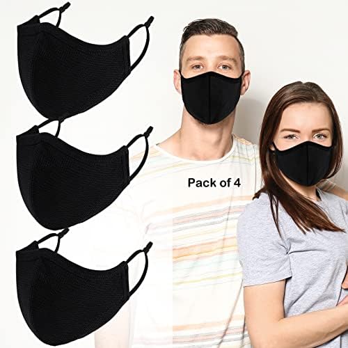 Platnena maska za lice, prozračne 3-slojne podesive ušne petlje, perive pamučne crne Uniseks sportske maske za odrasle za višekratnu