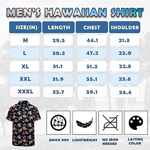 Larsd 80s košulje za muškarce 90 -ih gumb up majica vintage retro havajska košulja na plaži Neon disko majica smiješna zabavna košulja