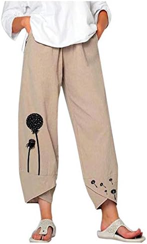Ljetne Capri hlače za žene žene elastično casual cvjetovi nogu nogu hlače hlače široki tiskani hlače