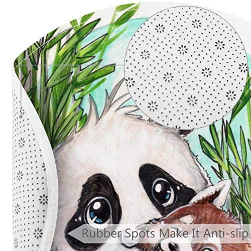 Panda Crveni rakun bambus, non Slip DoorMat 23,6 Okrugli tepih tepiha tepih tepih za djecu spavaće sobe za dječju sobu za igralište