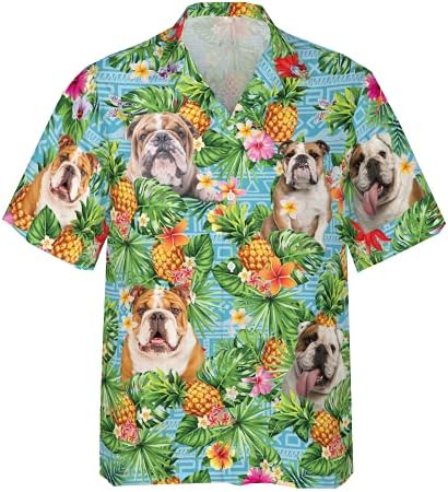 Ljubitelji pasa Havajske košulje za muškarce - Tropska flangipani gumb dolje muške havajske košulje serija kratkih rukava 226