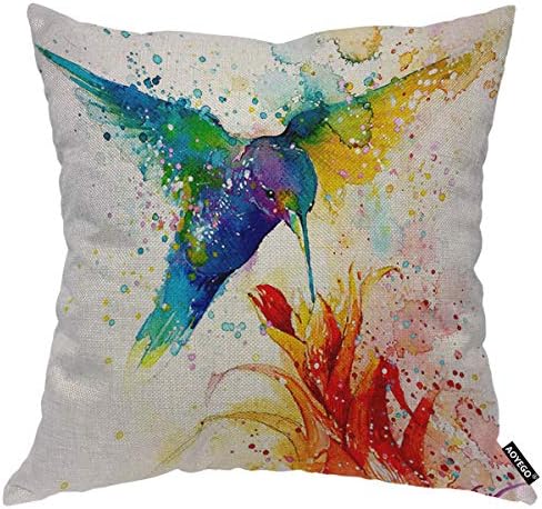 Aoyego akvarelni hummingbird bacanje jastuka jastuk svijetla šarena dugina prskalica za mrlje jastuk jastuk 18x18 inčni ukrasni pamučni