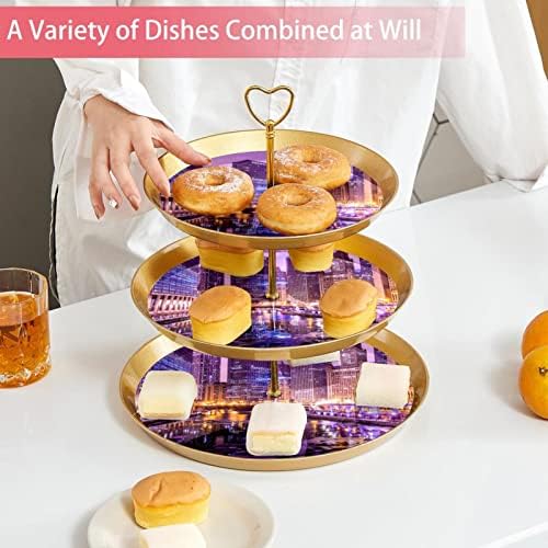 TORK SET SET 3 slojeva Cupcake Stand Stands Platter za višekratnu upotrebu za vjenčanje za vjenčanje rođendana čajanke, pejzažni noćni