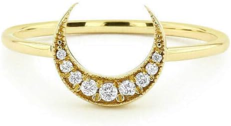 Jedinstveno zlato 14k br cirkon polumjesec prsten s Mjesecom ženski vjenčani luksuzni nakit pokloni