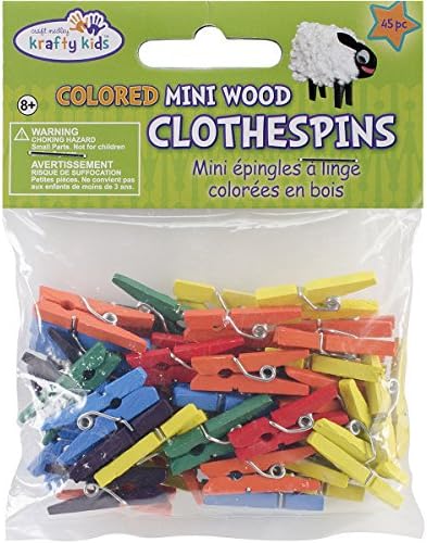 Multikraft uvoz Krafty Kids CW601 Craftwood Mini Clothespins u boji, 1in, 45 komada