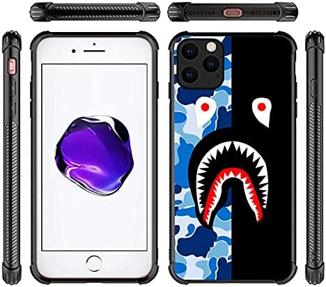 DJSOK iPhone 11 futrola, plava crna morska morski pas iPhone 11 Slučajevi s 4 ugla zaštićene zaštite od udara meki silikonski odbojnik