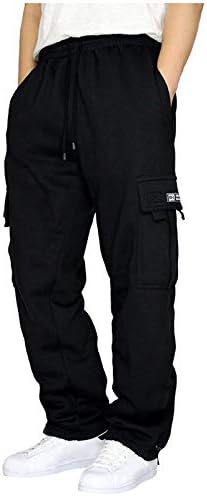 ZHDD muški teretni trenere otvorene dno ravne noge ležerna labava fit baggy atletski jogger hlače s džepovima