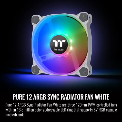 Termaltake Pure 12 ArgB White TT Premium Edition-3 pakiranja, 5V matična ploča/analogni kontroler, 16,8 milijuna boja 9 adresabilnih