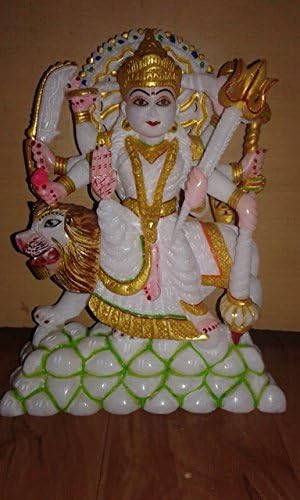 Alabaster Mramor Godess Mata Durga Mramor Skulptura Dekor Umjetnička ručno izrađeni pokloni 9 inča