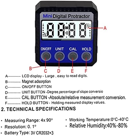 Slatioom Digitalni protranac inclinometer kutija vodootporni kut pronalazač mjera nagib kutija goniometra ravnalo ravnalo