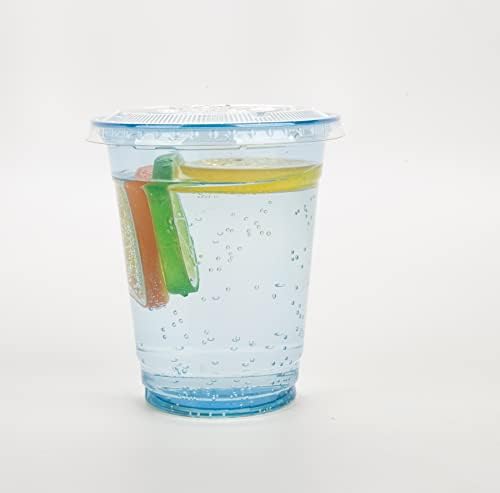 Serija čaša u boji od 12 oz., 30 kompleta plavih plastičnih čaša s prozirnim ravnim poklopcima i rupama bez mogućnosti