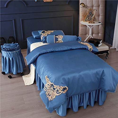 Ljetni setovi s četverodijelnim masažnim stolom, meki vez za kozmetički pokrivač masaža posteljina s prekrivačem s licem za odmor rupe-plave