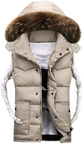 Uofoco Trendi Home Plus jakna muška muška zima bez rukava kiša Zip krzno obloženi kaputa ruganje vrata Čvrsta boja