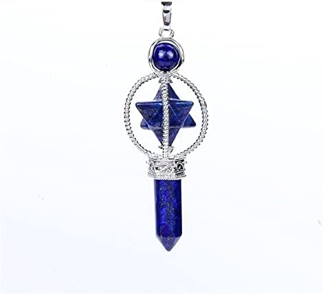 Mali prirodni kamen lapis lazuli ametisti ružičasto bijeli kristalni merkaba olovka dowsing pendulum reiki liječenje privjesak 1pcs