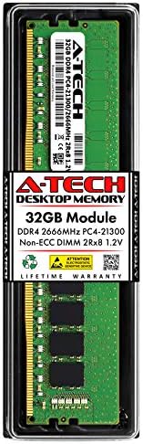 A-TECH 32GB RAM zamjena za Samsung M378A4G43MB1-CTD | DDR4 2666MHz PC4-21300 UDIMM NONECC 2RX8 1,2V 288-pin memorijski modul