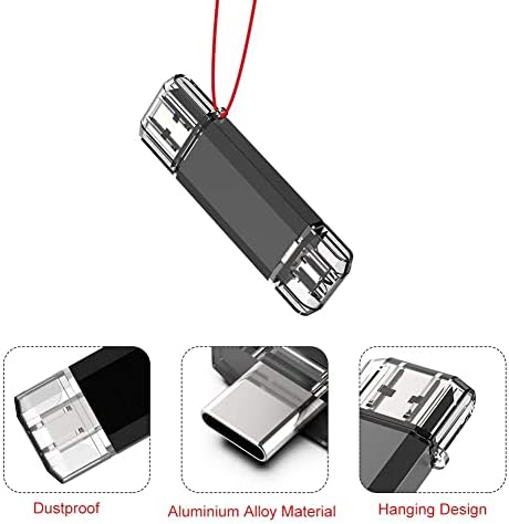 Vansuny 2 pakiranje 128 GB USB C Flash pogon 2 u 1 OTG USB 3.0 + USB C memorijski štap s privjeskom za ključeve dvostruke tipa C USB