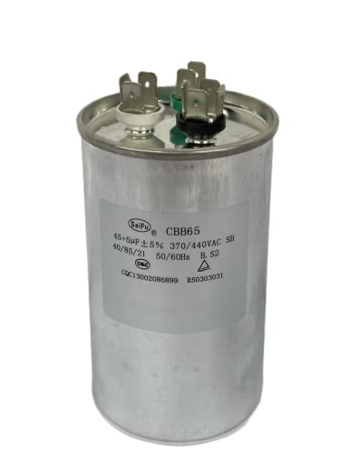 Kondenzator ZOWU 45/5 UF ± 5% 370/440 VAC CBB65 okrugli dvostruki kondenzator za klima uređaj, pokretanje ventilatora, kondenzator