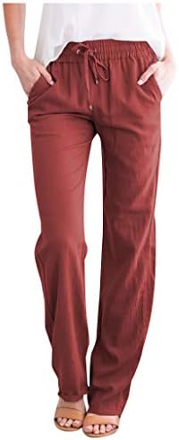 Mackneog Ljetna lagana ženska žena Capris Capri hlače Čvrsta lanena ležerna kruta boja u boji labava fit s džepovima pamuk
