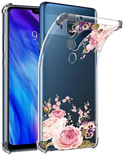 Torbica Ueokeird za LG G7 ThinQ Case, torbica za LG G7 s cvijećem, tanak šok-dokaz transparentno cvjetni uzorak, soft fleksibilna stražnji