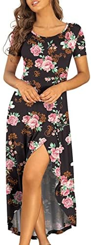 Plus size haljina cvjetna ljetna visoka dugačka haljina protok sunčanica Žene kratke rukave povremene haljine za žene estetike