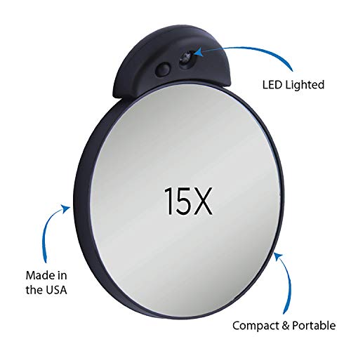 Zadro 3,5 Dia. Kompaktno zrcalo LED zrcalna šminka 10x ili 15x putničko povećalo usisavanje čaša Zidna zrcala ugrađena u montirano