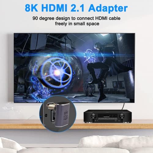 XMSJSIY 8K HDMI Adapter za proširenje mužjaka na ženski pravi kut 90 stupnjeva UTRA Velika podrška za velike brzine 8K@60Hz/4K@120Hz,