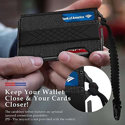 Muradin taktički minimalistički novčanik za muškarce, vitak nosač metalne kartice koji blokira RFID, prednji džep muškarce od lažnog