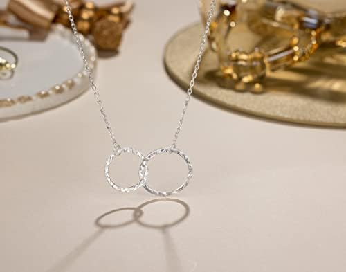 Pokloni za mamu pokloni za kćer Ogrlica za majku i kćer ogrlica od srebra s kovanim isprepletenim krugom poklon za mamu Božićni blagdanski