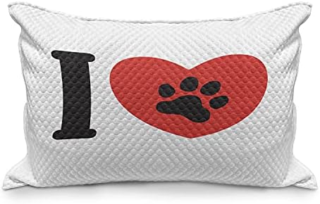Ambsonne Paw Print prešiljeni jastuk, volim životinje pse i mačke tematske klasične grafike sa srcem, standardni kraljevski naglasak