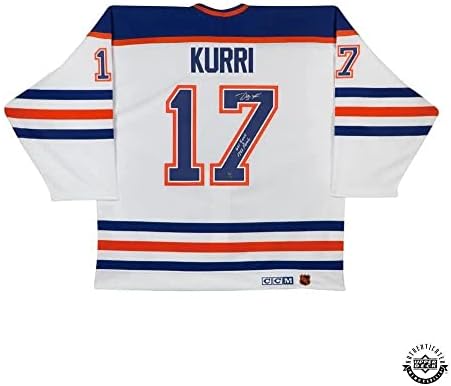 Jari Kurri Autografirani i upisani Edmonton Oilers® Autentični bijeli dres - Gornja paluba - Autografirani NHL dresovi