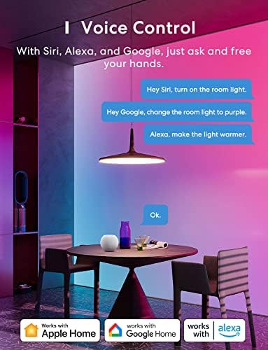 Pametna žarulje, led žarulje meross Smart WiFi, kompatibilan sa Apple HomeKit, Siri, Alexa, Google Assistant i SmartThings, Višebojne
