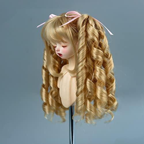 Muziwig 1/6 BJD SD lutka perika za žene djevojke, duga kovrčava plavokosa perika za 1/6 BJD lutka, čineći kosu otporna na toplinu sintetičke