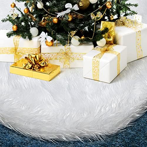 Coolwufan 48 centimetara božićno drvce suknja za božićne drveće odmor ukrasi Bijeli pliš