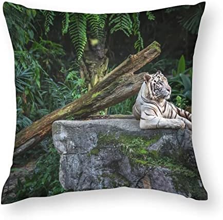 Bijeli odmor od tigra u šumskom kvadratnom jastuku za jastuk poliester jastučići prekrivači za bacanje jastuka za dekor kauča