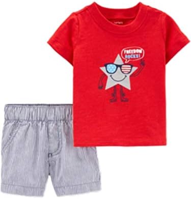 Carterovi dojenčadi dječaci crvene slobode stijene domoljubne majice kratke hlače 2 pc set 3m