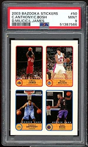 Carmelo/Bosh/LeBron James Rookie Card 2003-04 Bazooka naljepnice 50 PSA 9