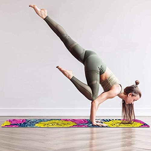 Debela Protuklizna prostirka za vježbanje i fitness 1/4 s cvjetnim printom za jogu, pilates i podnu kondiciju
