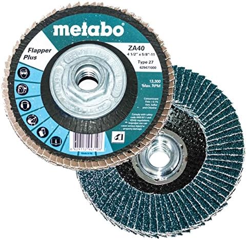 Metabo 629477000 7 X 5/8 - 11 Flapper Plus Abrasives Flap Discs 40 Grit, 5 pakiranja