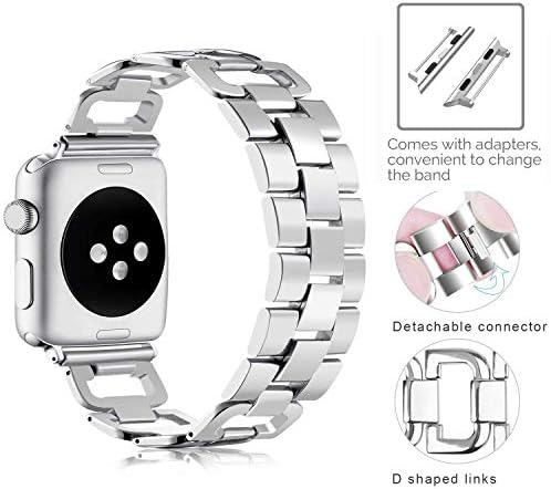 Oulucci pojas od nehrđajućeg čelika kompatibilan s Apple Watch Bandom 38 mm 40 mm 41 mm Women Iwatch Series 7, Series 8, Series 6,