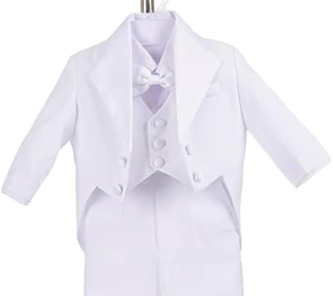 Dressy Daisy Baby Toddler Boy Tuxedo 5 komada set Sormalno odijelo za odijelo gospodin za vjenčanje, crno bijela bjelokost