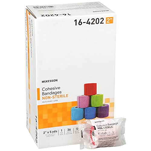 McKesson elastična samozadovoljna kohezivna zavoja, multi-boja, nesterilna, 2 u x 5 yds, 1 broj, 36 paketa, 36 ukupno