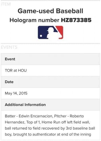 Igra Edwin Encarnacion Upotrijebljena home trčanja hit bejzbol astros 50. logo MLB holo - igra korištena bejzbols